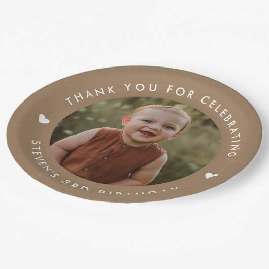 Danke, Geburtstag Foto Pappteller (Schrägansicht)