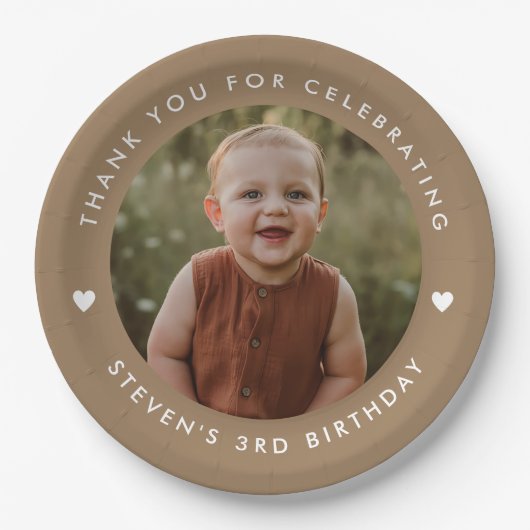 Danke, Geburtstag Foto Pappteller (Vorderseite)