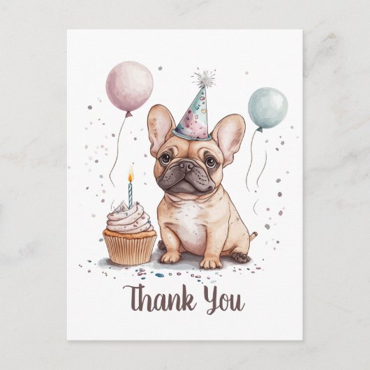 Danke Geburtstag Französische Bulldogge Postkarte (Vorderseite)