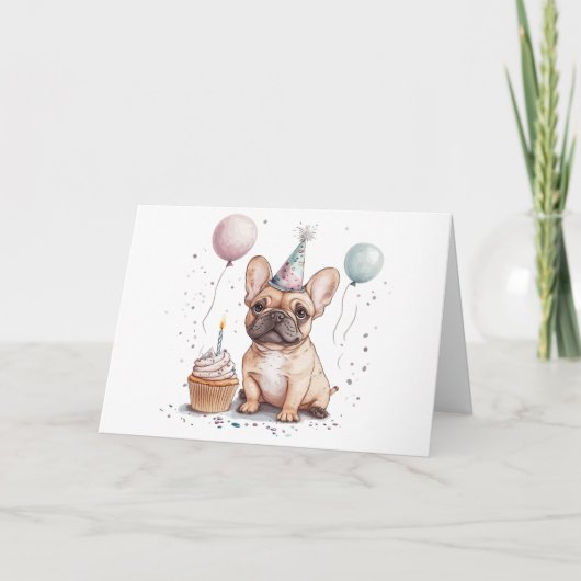 Danke Geburtstag Französischer Bulldogge (Vorderseite)