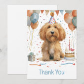 Danke, Geburtstag Goldendoodle Dog Dankeskarte (Vorne/Hinten)