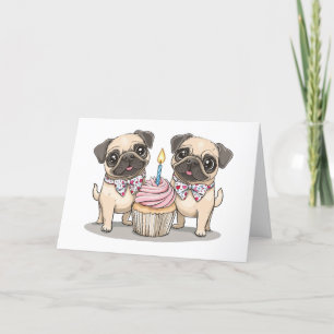 Danke, Geburtstag Mops Hunde Cupcake Dankeskarte