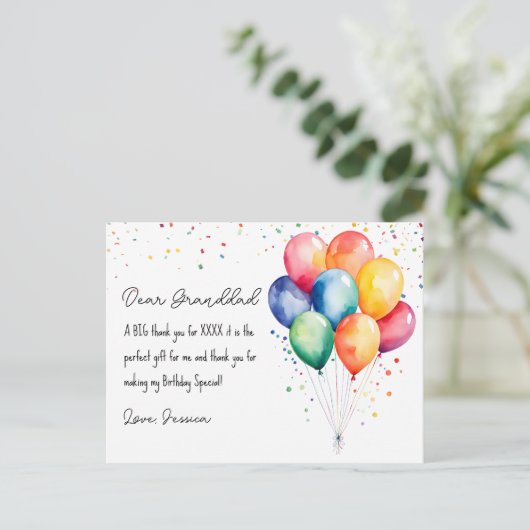 Danke, Geburtstag Postkarte (Stehend Vorderseite)