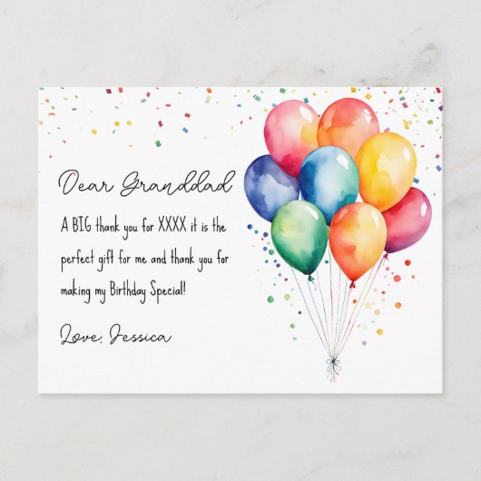 Danke, Geburtstag Postkarte (Vorderseite)