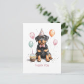 Danke Geburtstag Rottweiler Hund Postkarte (Stehend Vorderseite)