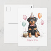 Danke Geburtstag Rottweiler Hund Postkarte (Vorne/Hinten)