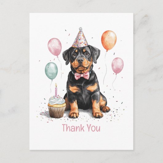 Danke Geburtstag Rottweiler Hund Postkarte (Vorderseite)
