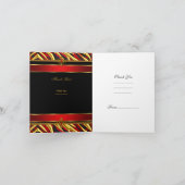 Danke, Geburtstags-Partyrotes Zebra-Goldschwarzes Dankeskarte (Innenseite)