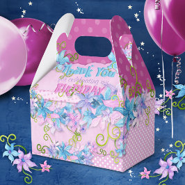 Danke Geburtstagsparty Floral Pink Polka Dots Geschenkschachtel