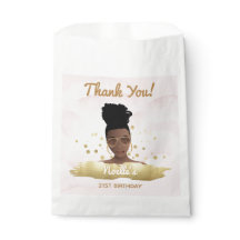 Danke! Geburtstagsschwarze Frau, Gold Akzente Rosa