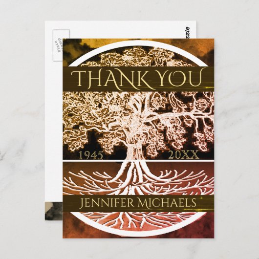 Danke | Gedenkstätte | Lebensbaum Postkarte (Vorne/Hinten)