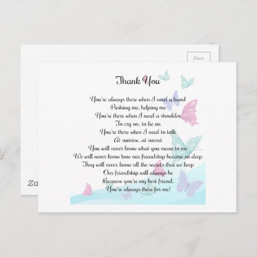 Danke, Gedicht Postkarte (Vorne/Hinten)