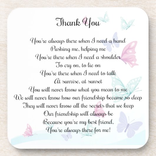 Danke Gedicht Untersetzer (Vorderseite)