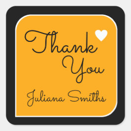 Danke / gelb danke quadratischer aufkleber