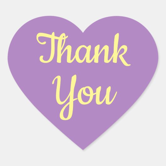 Danke, gelb Lila Herz-Aufkleber (Vorderseite)