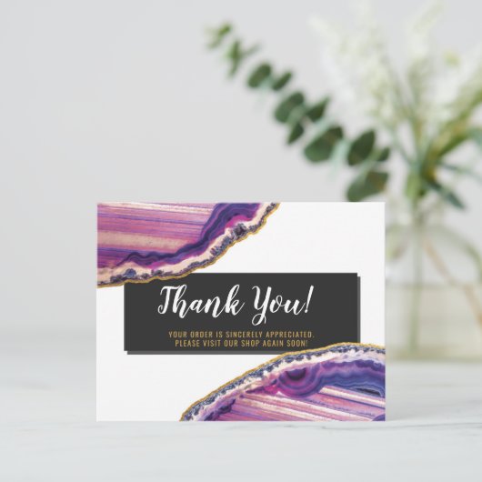 Danke Geode Agate Slice Gemstone Ultra Violet Postkarte (Stehend Vorderseite)