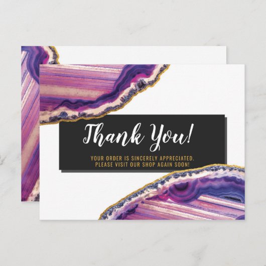 Danke Geode Agate Slice Gemstone Ultra Violet Postkarte (Vorne/Hinten)