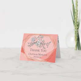 Danke | Geometrischer Korallenbrauner Goldrahmen