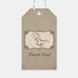 Danke, Geschenktag - Vintag Dinosaurier Geschenkanhänger