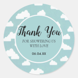 Danke geschlechtsneutrale Babyduschwolken Himmel Runder Aufkleber