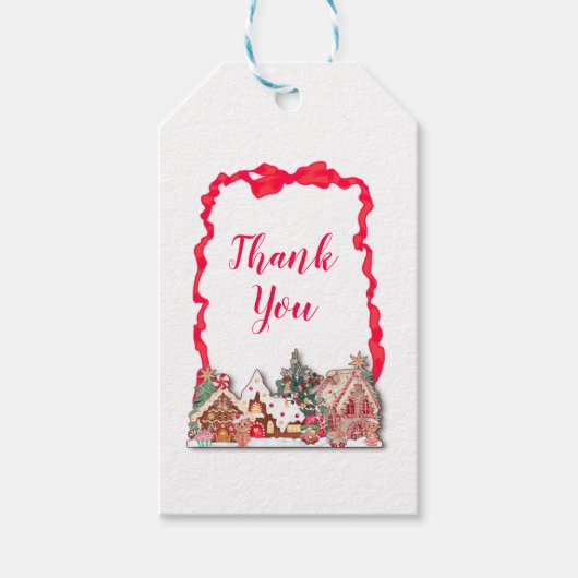 Danke Gingerbread Gingham Geschenkanhänger (Vorderseite)