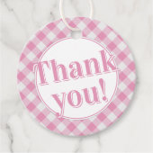 Danke: Gingham Karos Pattern - Rosa/Weiß Geschenkanhänger (Vorderseite)