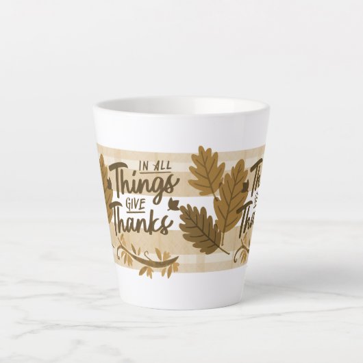 Danke Gingham Leaf Erntedank Milchtasse (Vorderseite)