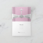 Danke, Girl First Heilige Kommunion pink Weiß Dankeskarte (Innenseite)