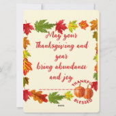 Danke Giving Feiertagskarte (Rückseite)