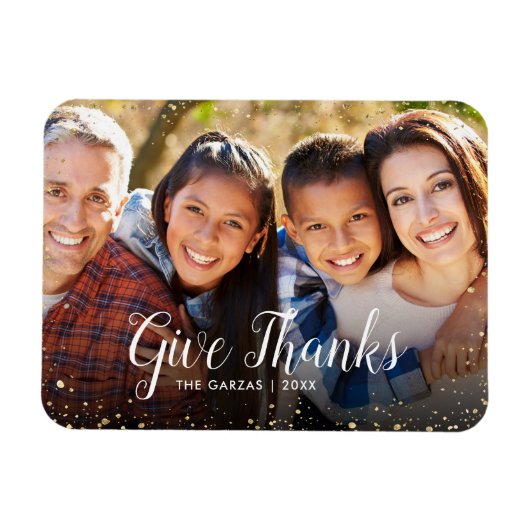 Danke | Glitz Imitats Glitzer Foto Overlay Magnet (Horizontal)