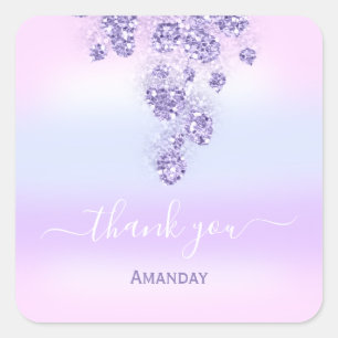 Danke Glitzer Bridal Sweet 16. Pink Ombre. Blau Quadratischer Aufkleber
