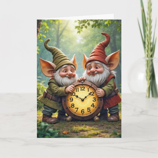 Danke, Gnomes mit alter Uhr Karte (Vorderseite)