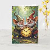 Danke, Gnomes mit alter Uhr Karte (Gelbe Blume)