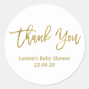Danke Gold Baby Shower Runder Aufkleber
