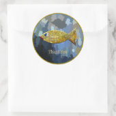 "Danke" Gold Fish Classic Design Runder Aufkleber (Tasche)