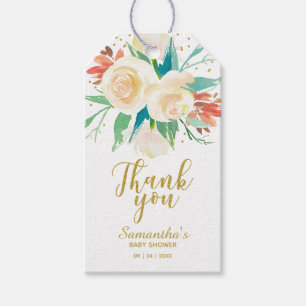 Danke Gold Glitter-Kalligrafie Floral Gefallen Geschenkanhänger