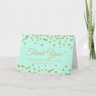 "Danke" Gold Imitats Glitzer Confetti Mint Green Dankeskarte