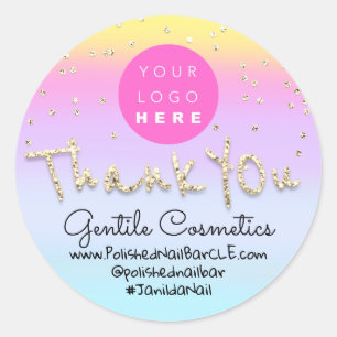 Danke Gold Sweet 16th Logo Name Ombre Blau Runder Aufkleber