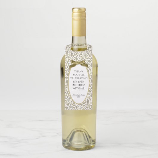 "Danke" Gold/Weiß-30. Zahl-Muster Flaschenanhänger (Auf Flasche)