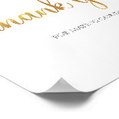 "Danke" Gold White Wedding Sign Poster (Ecke)