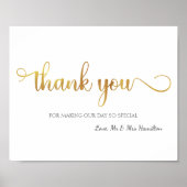 "Danke" Gold White Wedding Sign Poster (Vorne)