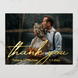 Danke,Golden Chic handwriting Hochzeit Foto Folien Feiertagspostkarte