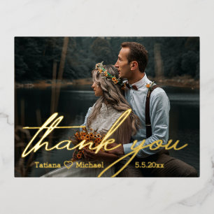 Danke,Golden Chic handwriting Hochzeit Foto Folien Feiertagspostkarte
