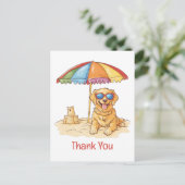 Danke Golden Retriever Beach Dog Postkarte (Stehend Vorderseite)