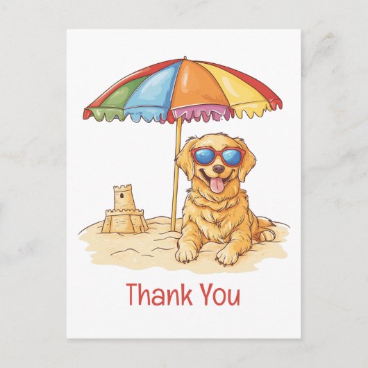 Danke Golden Retriever Beach Dog Postkarte (Vorderseite)