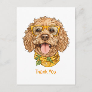 Danke Goldendoodle Hund Sonnenbrille Orangen Postkarte