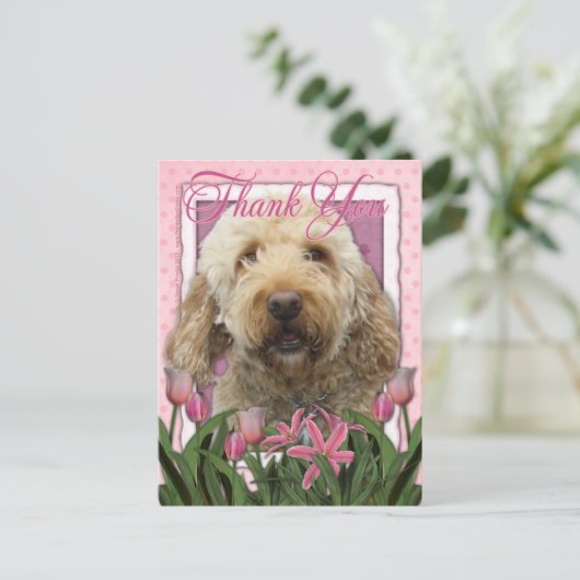 Danke - Goldendoodle Postkarte (Stehend Vorderseite)