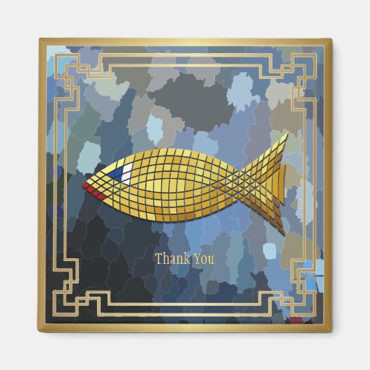 "Danke" Goldfisch-Fliesen-Design Magnet (Vorne)