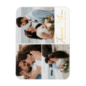 Danke, Goldkalligrafie Hochzeitskollage Foto Magnet (Vertikal)