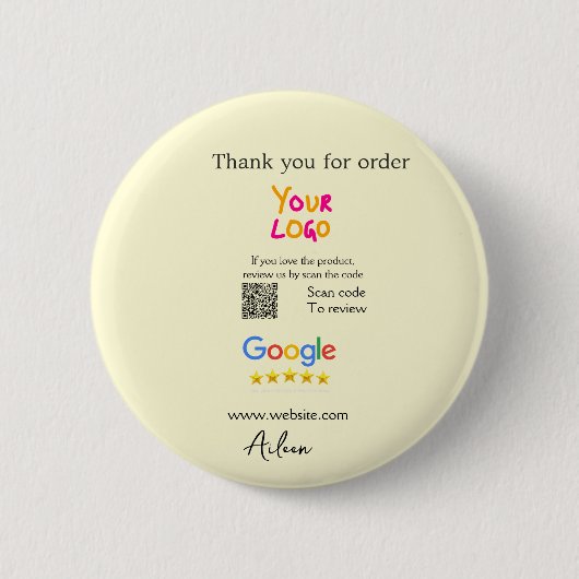 Danke Google Bewertungs-Scan-QR Geschäft Button (Vorderseite)